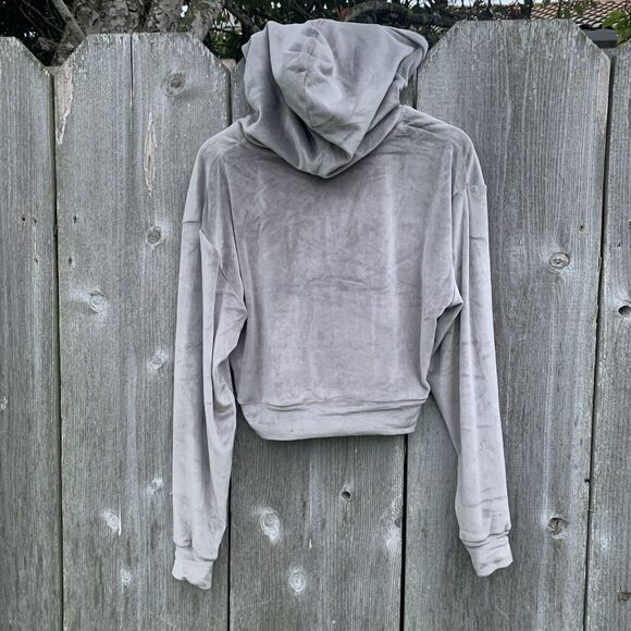 SKIMS Jacket Sz Medium Grey Velour Zip Up Hoodie Short Super Soft Loungewear - Picture 3 of 12